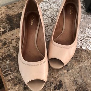 Clark’s artisan peep toe wedges